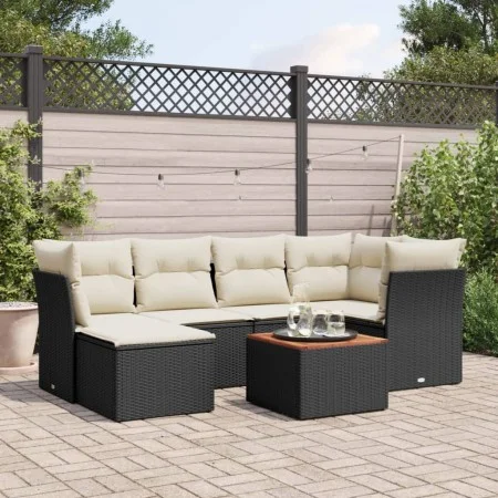 7-piece garden dining set and black synthetic rattan cushions by , Garden sets - Ref: Foro24-3256077, Price: 407,21 €, Discou...