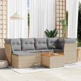 Garden sofa set with beige cushions mix 7 pieces PE rattan by , Garden sets - Ref: Foro24-3256080, Price: 436,69 €, Discount: %