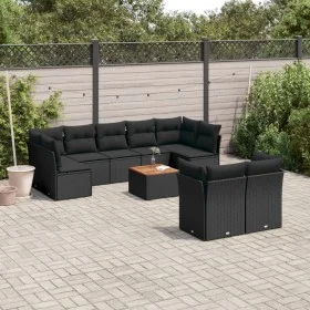 Gartensofa-Set 10-teilig mit schwarzen synthetischen Rattankissen von , Gartensets - Ref: Foro24-3256139, Preis: 623,00 €, Ra...