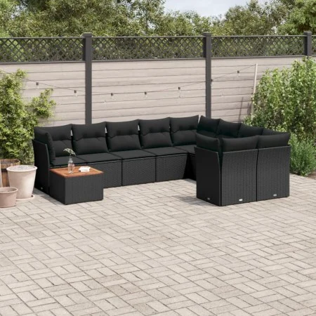 Garden sofa set 10 pieces with black synthetic rattan cushions by , Garden sets - Ref: Foro24-3256153, Price: 623,00 €, Disco...