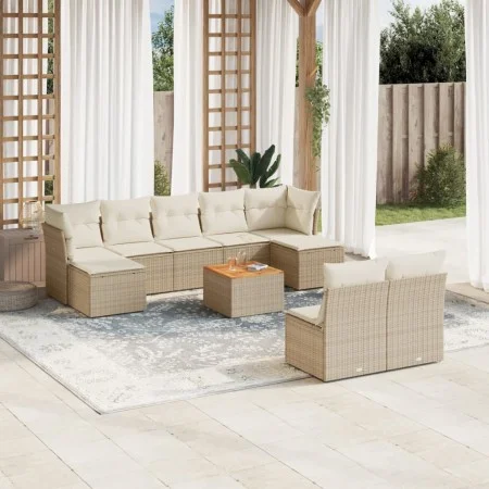 Garden sofa set with beige cushions 10 pieces synthetic rattan by , Garden sets - Ref: Foro24-3256191, Price: 616,22 €, Disco...