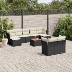 Garden sofa set 10 pieces with black synthetic rattan cushions by , Garden sets - Ref: Foro24-3256203, Price: 570,96 €, Disco...