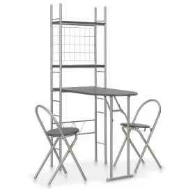 Folding dining set with shelf 3 pieces MDF and black steel by vidaXL, Furniture sets for kitchens and dining rooms - Ref: For...