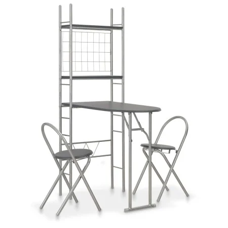 Folding dining set with shelf 3 pieces MDF and black steel by vidaXL, Furniture sets for kitchens and dining rooms - Ref: For...