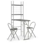 Folding dining set with shelf 3 pieces MDF and black steel by vidaXL, Furniture sets for kitchens and dining rooms - Ref: For...