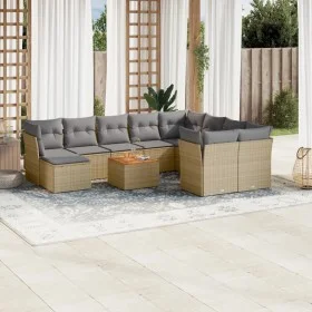 Gartensofa-Set mit beigem Kissenmix, 11-teilig aus PE-Rattan von , Gartensets - Ref: Foro24-3256304, Preis: 677,13 €, Rabatt: %