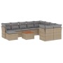 Juego de sofás jardín con cojines beige mezcla 11 pzas ratán PE de , Conjuntos de jardín - Ref: Foro24-3256304, Precio: 700,17 €