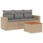 Garden sofa set with beige cushions mix 4 pieces PE rattan by , Garden sets - Ref: Foro24-3256325, Price: 291,32 €, Discount: %