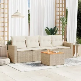 Garden sofa set with cushions 5 pieces beige synthetic rattan by , Garden sets - Ref: Foro24-3256331, Price: 357,01 €, Discou...