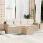 Garden sofa set with cushions 5 pieces beige synthetic rattan by , Garden sets - Ref: Foro24-3256331, Price: 373,56 €, Discou...