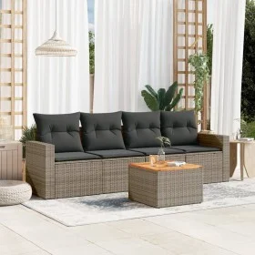 Gartensofa-Set mit Kissen, 5-teilig, graues synthetisches Rattan von , Gartensets - Ref: Foro24-3256333, Preis: 305,89 €, Rab...