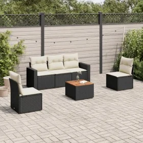 Set de sofás de jardín 6 piezas y cojines ratán sintético negro de , Conjuntos de jardín - Ref: Foro24-3256392, Precio: 329,3...