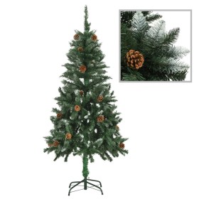Árbol de Navidad artificial con piñas y brillo blanco 150 cm