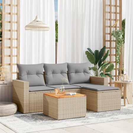 Garden sofa set with beige cushions mix 5 pieces PE rattan by , Garden sets - Ref: Foro24-3256423, Price: 339,70 €, Discount: %