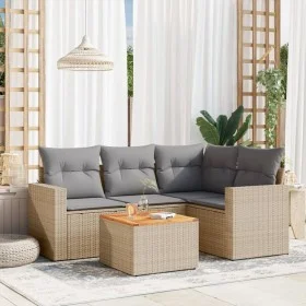 Gartensofa-Set mit beigem Kissenmix, 5-teilig aus PE-Rattan von , Gartensets - Ref: Foro24-3256437, Preis: 366,21 €, Rabatt: %