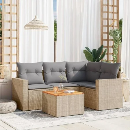 Garden sofa set with beige cushions mix 5 pieces PE rattan by , Garden sets - Ref: Foro24-3256437, Price: 366,21 €, Discount: %