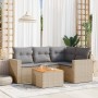 Gartensofa-Set mit beigem Kissenmix, 5-teilig aus PE-Rattan von , Gartensets - Ref: Foro24-3256437, Preis: 366,35 €, Rabatt: %