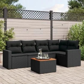 6-piece garden sofa set and black synthetic rattan cushions by , Garden sets - Ref: Foro24-3256440, Price: 403,96 €, Discount: %