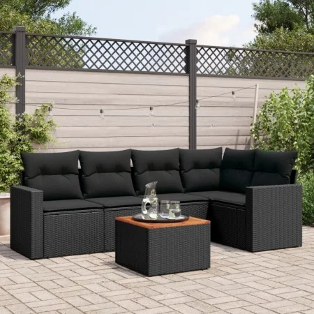 6-piece garden sofa set and black synthetic rattan cushions by , Garden sets - Ref: Foro24-3256440, Price: 403,96 €, Discount: %