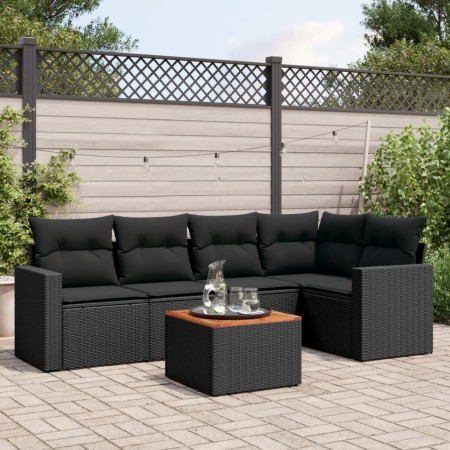 6-teiliges Gartensofa-Set und schwarze synthetische Rattankissen von , Gartensets - Ref: Foro24-3256440, Preis: 410,58 €, Rab...