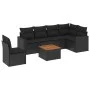 Set de comedor de jardín 7 pzas y cojines ratán sintético negro de , Conjuntos de jardín - Ref: Foro24-3256475, Precio: 441,0...