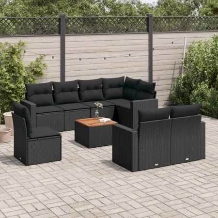 8-teiliges Gartensofa-Set und schwarze synthetische Rattankissen von , Gartensets - Ref: Foro24-3256489, Preis: 554,05 €, Rab...
