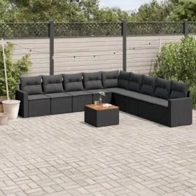 Gartensofa-Set 10-teilig mit schwarzen synthetischen Rattankissen von , Gartensets - Ref: Foro24-3256496, Preis: 590,99 €, Ra...