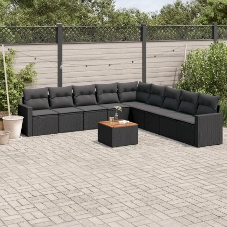 Garden sofa set 10 pieces with black synthetic rattan cushions by , Garden sets - Ref: Foro24-3256496, Price: 590,99 €, Disco...