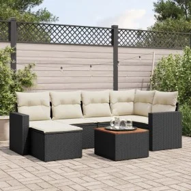 7-teiliges Garten-Essset und schwarze Kissen aus synthetischem Rattan von , Gartensets - Ref: Foro24-3256553, Preis: 405,64 €...
