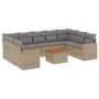 Garden sofa set with beige cushions 10 pieces synthetic rattan by , Garden sets - Ref: Foro24-3256598, Price: 671,03 €, Disco...