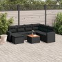 Set de sofás de jardín 8 piezas y cojines ratán sintético negro de , Conjuntos de jardín - Ref: Foro24-3256566, Precio: 500,29 €