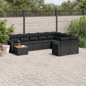 Garden sofa set 10 pieces with black synthetic rattan cushions by , Garden sets - Ref: Foro24-3256615, Price: 660,10 €, Disco...