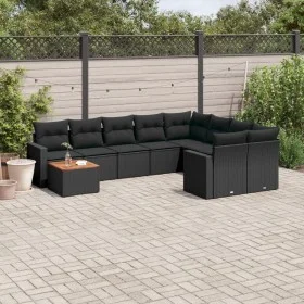 Garden sofa set 10 pieces with black synthetic rattan cushions by , Garden sets - Ref: Foro24-3256615, Price: 637,50 €, Disco...