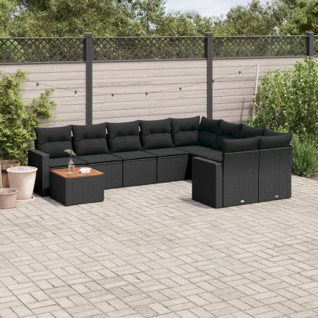 Set de sofás de jardín 10 pzas cojines ratán sintético negro de , Conjuntos de jardín - Ref: Foro24-3256615, Precio: 651,43 €...
