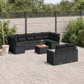 Garden sofa set 10 pieces with black synthetic rattan cushions by , Garden sets - Ref: Foro24-3256601, Price: 637,50 €, Disco...