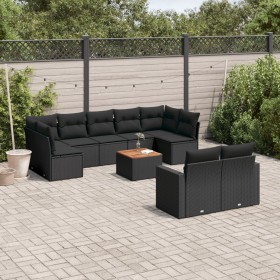 Gartensofa-Set 10-teilig mit schwarzen synthetischen Rattankissen von , Gartensets - Ref: Foro24-3256601, Preis: 660,10 €, Ra...