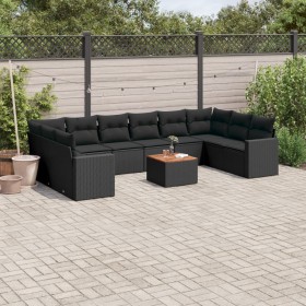11-piece garden sofa set and black synthetic rattan cushions by , Garden sets - Ref: Foro24-3256622, Price: 674,22 €, Discoun...
