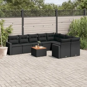 Gartensofa-Set 10-teilig mit schwarzen synthetischen Rattankissen von , Gartensets - Ref: Foro24-3256608, Preis: 637,50 €, Ra...