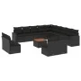 14-teiliges Gartensofa-Set mit schwarzen synthetischen Rattankissen von , Gartensets - Ref: Foro24-3256706, Preis: 861,37 €, ...