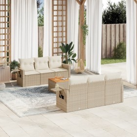 7-piece garden sofa set and beige synthetic rattan cushions by , Garden sets - Ref: Foro24-3256786, Price: 559,14 €, Discount: %