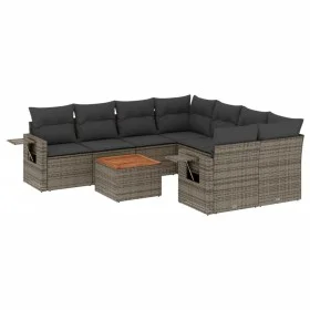 9-piece garden furniture set and gray synthetic rattan cushions by , Garden sets - Ref: Foro24-3256823, Price: 560,88 €, Disc...