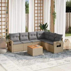 Garden sofa set with beige cushions mix 7 pieces PE rattan by , Garden sets - Ref: Foro24-3256913, Price: 454,94 €, Discount: %