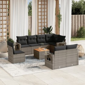 9-teiliges Gartenmöbel-Set und graue synthetische Rattankissen von , Gartensets - Ref: Foro24-3256991, Preis: 622,57 €, Rabat...