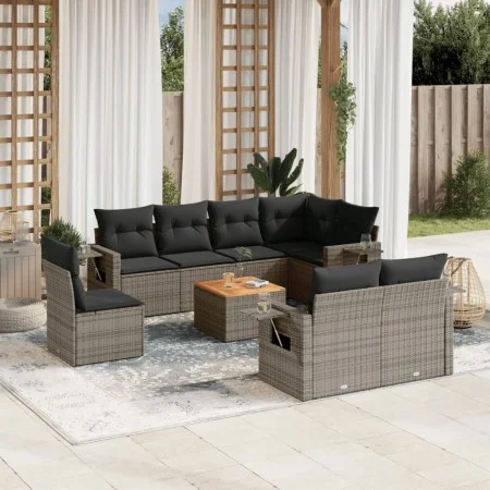 9-teiliges Gartenmöbel-Set und graue synthetische Rattankissen von , Gartensets - Ref: Foro24-3256991, Preis: 592,54 €, Rabat...