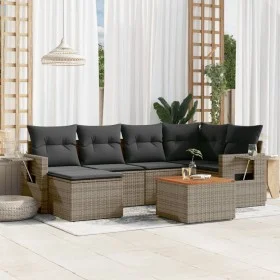 7-piece garden sofa set with gray PE rattan cushions by , Garden sets - Ref: Foro24-3256998, Price: 428,16 €, Discount: %