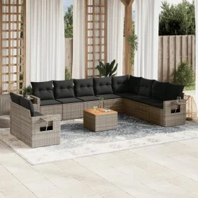 11-piece garden sofa set and gray synthetic rattan cushions by , Garden sets - Ref: Foro24-3256970, Price: 702,04 €, Discount: %