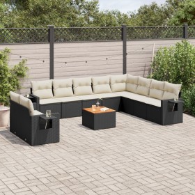 Set de sofás de jardín 11 pzas y cojines ratán sintético negro de , Conjuntos de jardín - Ref: Foro24-3256966, Precio: 673,23...