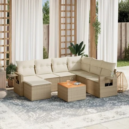 Garden sofa set with beige cushions 8 pcs PE rattan by , Garden sets - Ref: Foro24-3257010, Price: 560,38 €, Discount: %