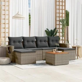 7-teiliges Gartensofa-Set mit grauen PE-Rattan-Kissen von , Gartensets - Ref: Foro24-3257019, Preis: 403,26 €, Rabatt: %