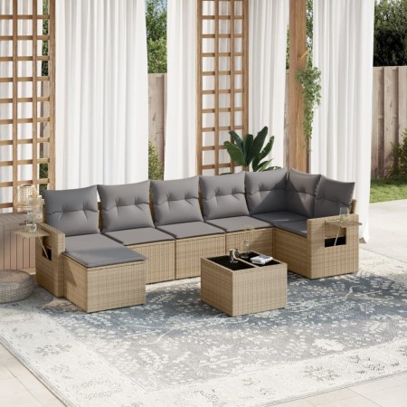 Gartensofa-Set mit beigen Kissen 8 Stück PE-Rattan von , Gartensets - Ref: Foro24-3252826, Preis: 526,04 €, Rabatt: %